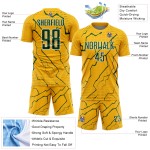 Custom Sublimation Green-White Sports Soccer Gold Lightning Uniform Jersey Custom Sublimation Green-White Sports Soccer Gold Lightning Uniform Jersey