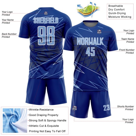 Blue-White Royal Uniform Sports Jersey Light Custom Lines Sublimation Soccer Blue-White Royal Uniform Sports Jersey Light Custom Lines Sublimation Soccer