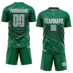 Custom Uniform Jersey Sports Sublimation Soccer Kelly Lines Gray-White Green Custom Uniform Jersey Sports Sublimation Soccer Kelly Lines Gray-White Green
