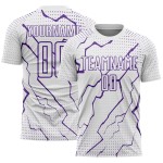 Uniform Sublimation White Purple Custom Sports Soccer Jersey Lightning