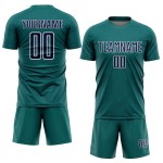Custom Geometric Teal Jersey Navy-White Soccer Sports Shape Sublimation Uniform Custom Geometric Teal Jersey Navy-White Soccer Sports Shape Sublimation Uniform