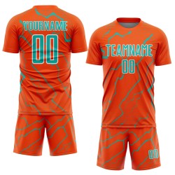 Aqua-White Jersey Sports Lightning Uniform Orange Soccer Custom Sublimation Aqua-White Jersey Sports Lightning Uniform Orange Soccer Custom Sublimation