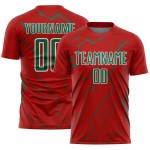 Red Sports Lightning Uniform Custom Kelly Jersey Soccer Green-White Sublimation Red Sports Lightning Uniform Custom Kelly Jersey Soccer Green-White Sublimation