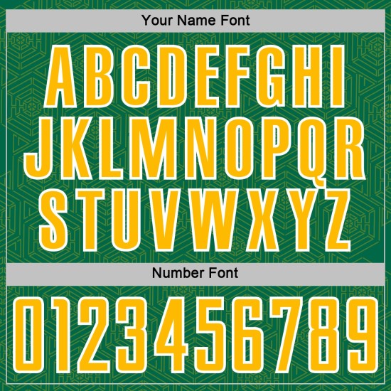 Green Kelly Shape Uniform Jersey Gold-White Custom Sports Soccer Sublimation Geometric Green Kelly Shape Uniform Jersey Gold-White Custom Sports Soccer Sublimation Geometric