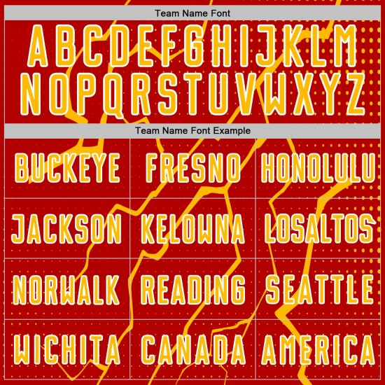 Jersey Sublimation Soccer Lightning Gold-White Sports Red Custom Uniform Jersey Sublimation Soccer Lightning Gold-White Sports Red Custom Uniform